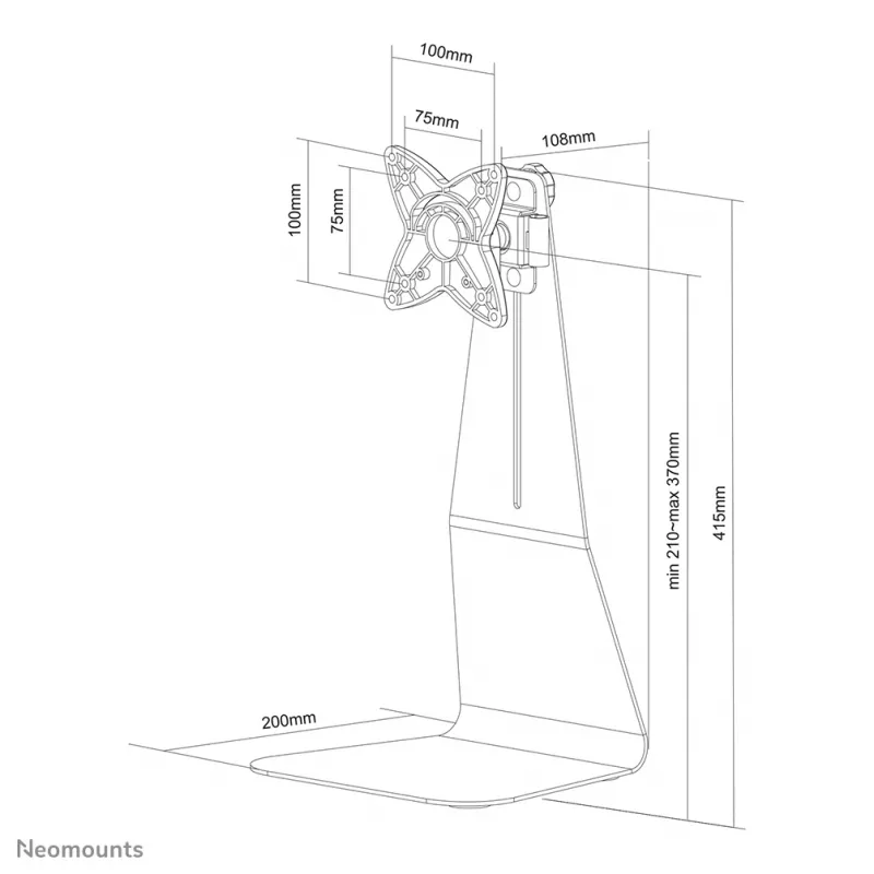Neomounts FPMA-D850BLACK Monitorständer 10-27 Zoll, freistehend, 10 kg, 25,4 cm (10 Zoll), 68,6 cm (27 Zoll), 100 x 100 mm, Schwarz