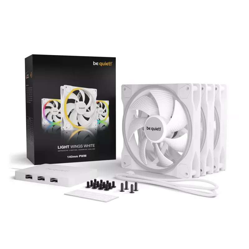 be quiet! Light Wings White | 140mm PWM Dreierpack Gehäuselüfter 14 cm 3 Stück