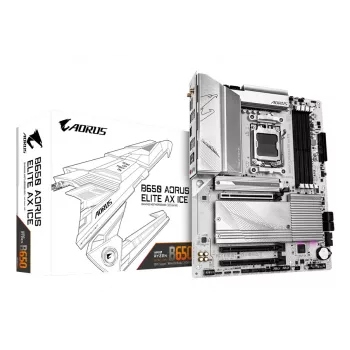 GIGABYTE B650 AORUS ELITE AX ICE Mainboard - Unterstützt AMD Ryzen 9000 CPUs, 12+2+2 Phasen digitales VRM, bis zu 8000 MHz DDR5 (OC), 1xPCIe 5.0 + 2xPCIe 4.0 M.2, Wi-Fi 6E, 2.5GbE LAN, USB 3.2 Gen 2x2