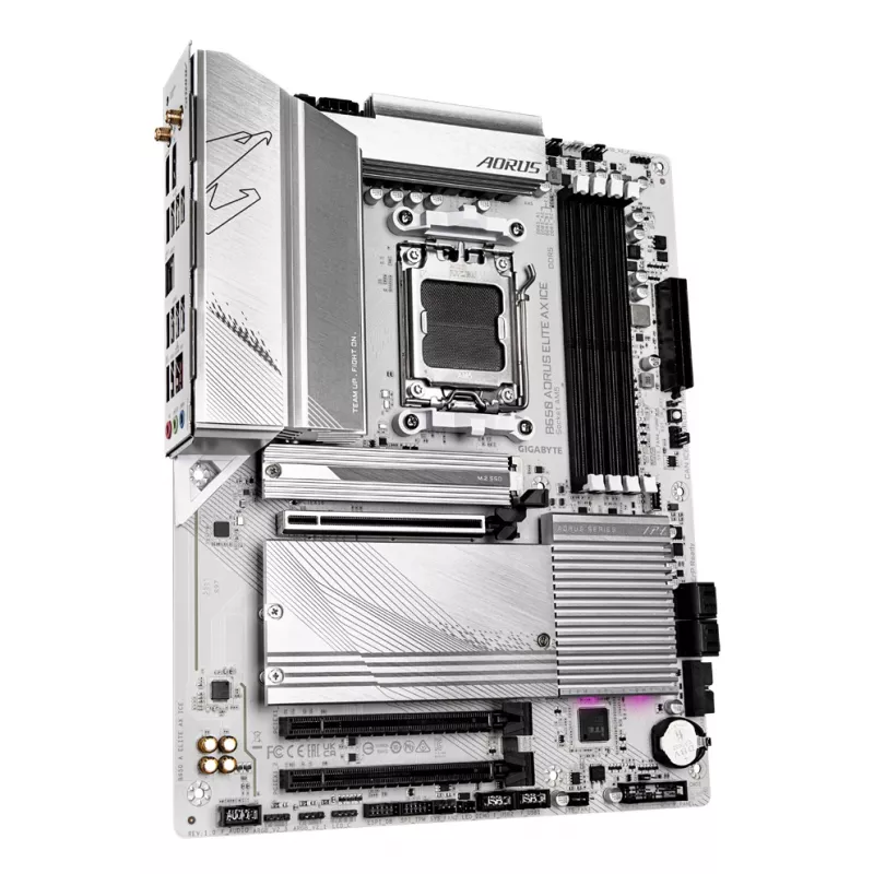 GIGABYTE B650 AORUS ELITE AX ICE Mainboard - Unterstützt AMD Ryzen 9000 CPUs, 12+2+2 Phasen digitales VRM, bis zu 8000 MHz DDR5 (OC), 1xPCIe 5.0 + 2xPCIe 4.0 M.2, Wi-Fi 6E, 2.5GbE LAN, USB 3.2 Gen 2x2