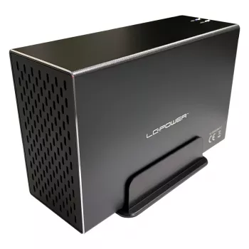 LC-POWER Lc-35u3-raid-2, Externes 2-fach 3.5-Zoll-Festplattengehäuse mit RAID, Aluminium, Schwarz
