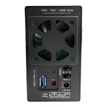 LC-POWER Lc-35u3-raid-2, Externes 2-fach 3.5-Zoll-Festplattengehäuse mit RAID, Aluminium, Schwarz