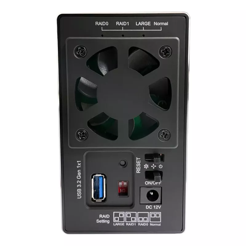 LC-POWER Lc-35u3-raid-2, Externes 2-fach 3.5-Zoll-Festplattengehäuse mit RAID, Aluminium, Schwarz