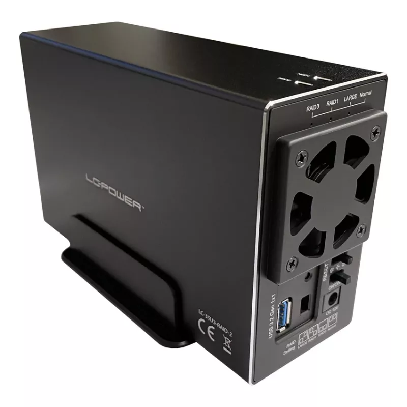 LC-POWER Lc-35u3-raid-2, Externes 2-fach 3.5-Zoll-Festplattengehäuse mit RAID, Aluminium, Schwarz