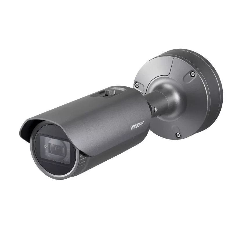 Hanwha Vision WiseNet X XNO-6080R Bullet-IP-Kamera für den Außenbereich, 2 MP, 2,8-12 mm, Tag/Nacht, vandalismusresistent, grau