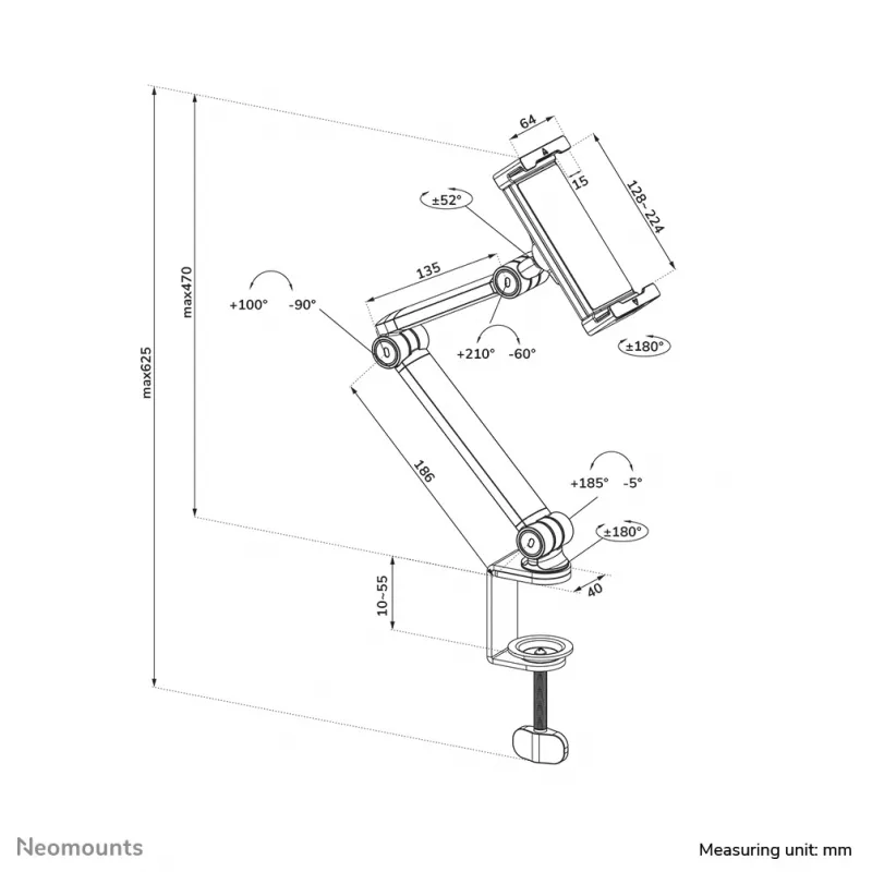 Neomounts DS15-545WH1 Tablet-Halterung Tischklemme 4,7-12,9 Zoll - universal - full motion