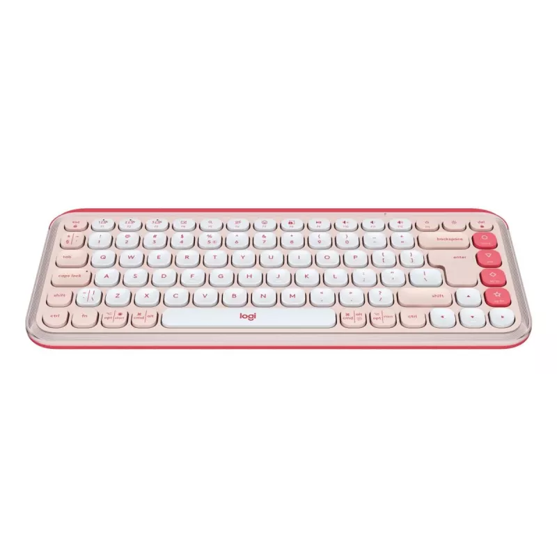 LOGITECH Wireless Tastatur - Pop Icon Keys - Rose & Off White Qwerty Uk