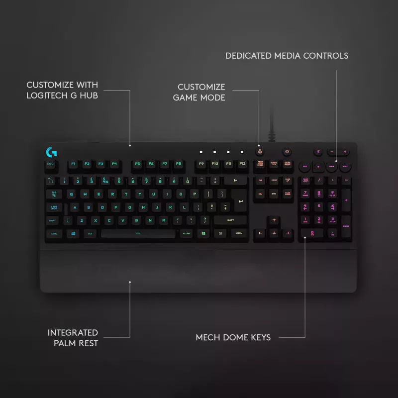 Gaming-Tastatur Logitech G G213 Prodigy Full-size RGB LED Kabelgebunden