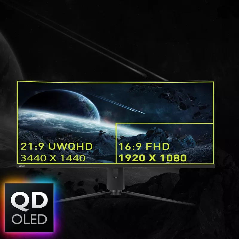 MSI MAG 341CQPDE QD-OLED Computer Monitor 86,4 cm (34 Zoll) 3440 x 1440 Pixel UltraWide Quad HD Schwarz