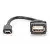 DIGITUS USB 2.0 Adapterkabel, OTG, Typ Mini-B - A M/F, 20cm, USB 2.0 konform, Schwarz
