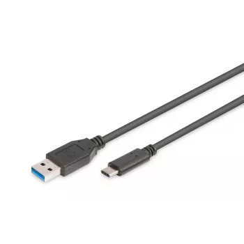 DIGITUS ASSMANN USB Type-C Verbindungskabel, Typ C auf A M/M, 1m Super Speed Schwarz
