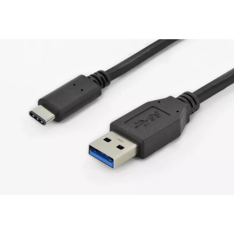 DIGITUS ASSMANN USB Type-C Verbindungskabel, Typ C auf A M/M, 1m Super Speed Schwarz