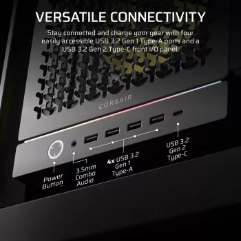 PC-Gehäuse CORSAIR FRAME 5000D RS ARGB Midi-Tower Schwarz — ATX, unterstützt 3x140mm Frontlüfter, 2,5/3,5-Zoll-Laufwerke