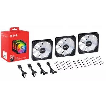 XPG VENTO 120 ARGB PWM (3er-Pack) Schwarz, Lüfter, 12 cm, 300 U/min, 1650 U/min, Schwarz