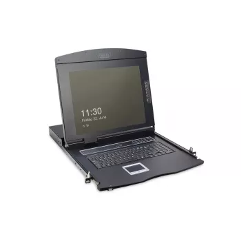 DIGITUS Modularized 43,2 cm (17 Zoll) TFT-Konsole mit 8-Port-KVM, RAL 9005 schwarz – Qwertz, US