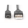 DIGITUS USB 2.0 Anschlusskabel, Typ A - Mini B (5-polig) M/M, 3m, USB 2.0 konform, schwarz
