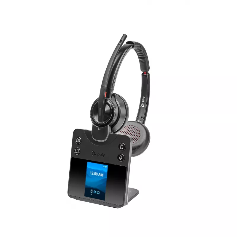 HP Poly Savi 8420 Office Stereo DECT 1880-1900 MHz Headset, kabellos, Büro/Callcenter, 160 g, Headset, Schwarz