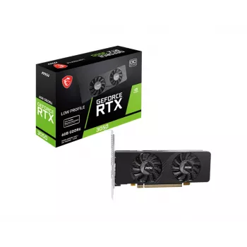 MSI Grafikkarte GeForce RTX 3050 6 GB GDDR6, PCIe x8 4.0, 1492 MHz Boost, 96-bit, 2x HDMI 2.1 + DP 1.4a, 70 W, 2 Lüfter, FH/HL
