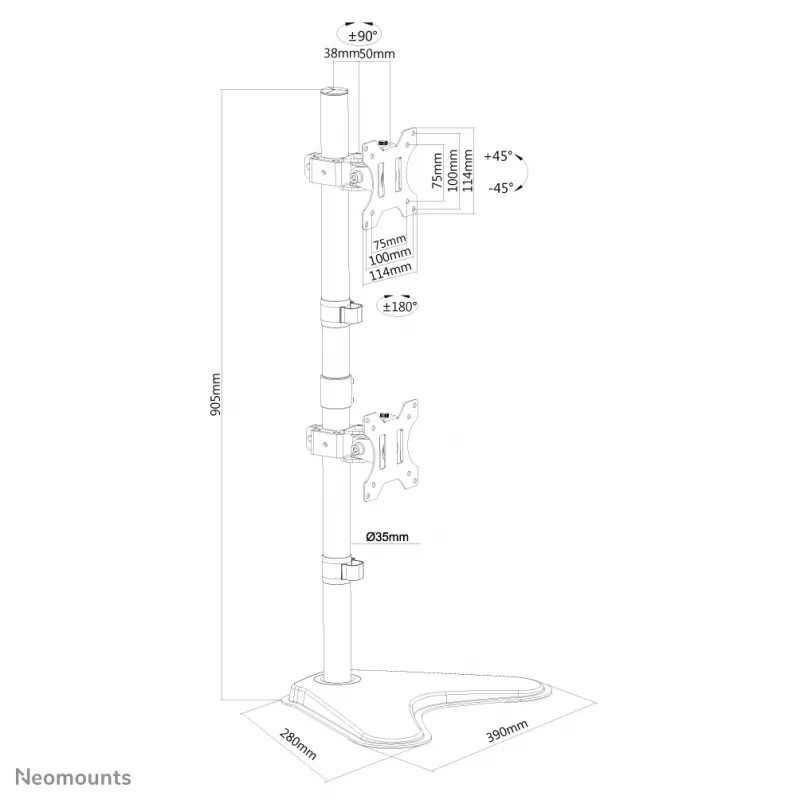 Neomounts FPMA-D550DDVBLACK Monitorständer 10-32 Zoll - vertikale Montage