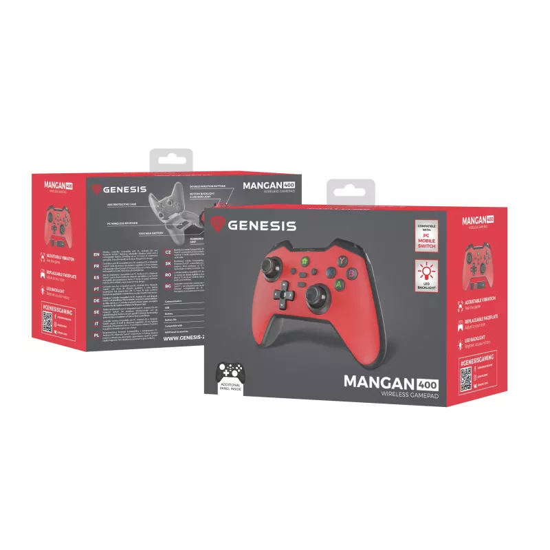 GENESIS Mangan 400 Red Bluetooth Gamepad Analogue / Digital Android, MAC, Nintendo Switch, PC, iOS