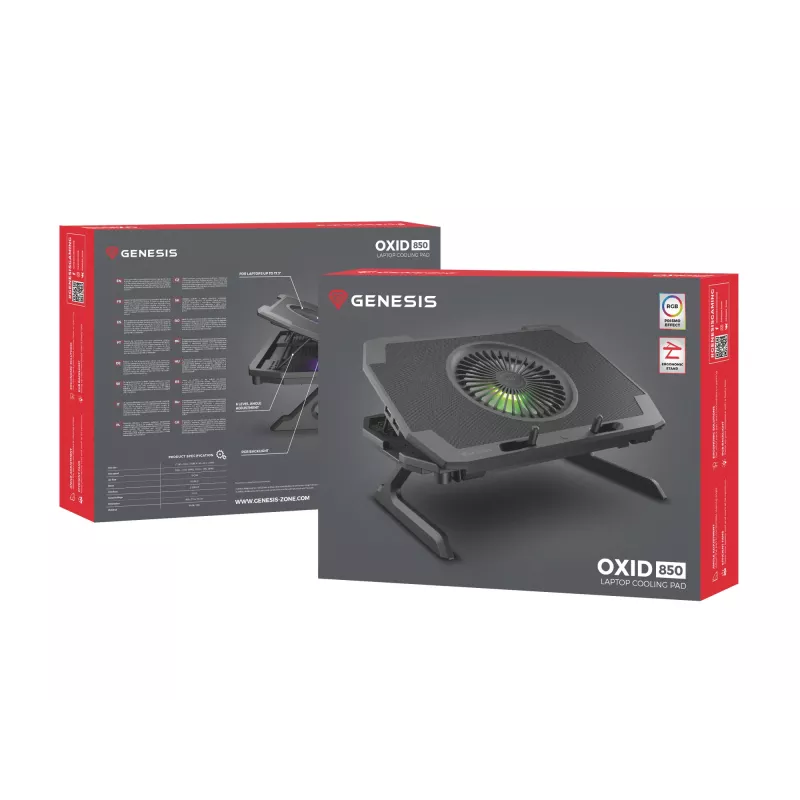 GENESIS Oxid 850 Laptop-Kühlpad 43,9 cm (17,3 Zoll) 2500 U/min Schwarz