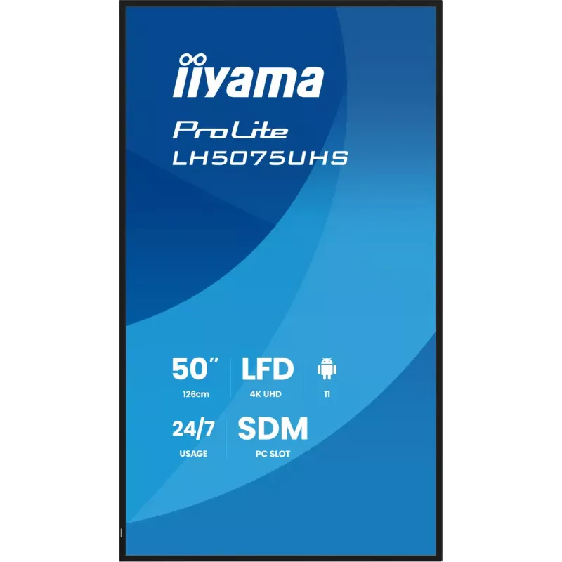 iiyama LH5075UHS-B2AG Signage Display Digital Signage Flachbildschirm 125,7 cm (49,5 Zoll) LCD Wi-Fi 500 cd/m² 4K Ultra HD Schwarz Integrierter Prozessor Android 24/7