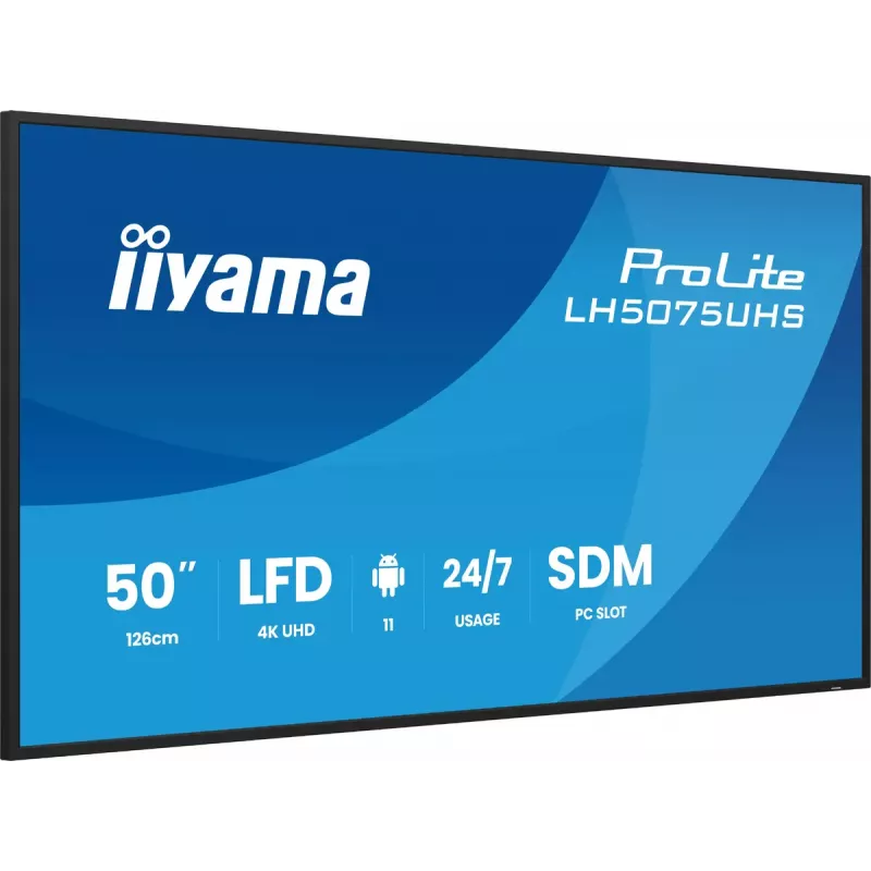 iiyama LH5075UHS-B2AG Signage Display Digital Signage Flachbildschirm 125,7 cm (49,5 Zoll) LCD Wi-Fi 500 cd/m² 4K Ultra HD Schwarz Integrierter Prozessor Android 24/7