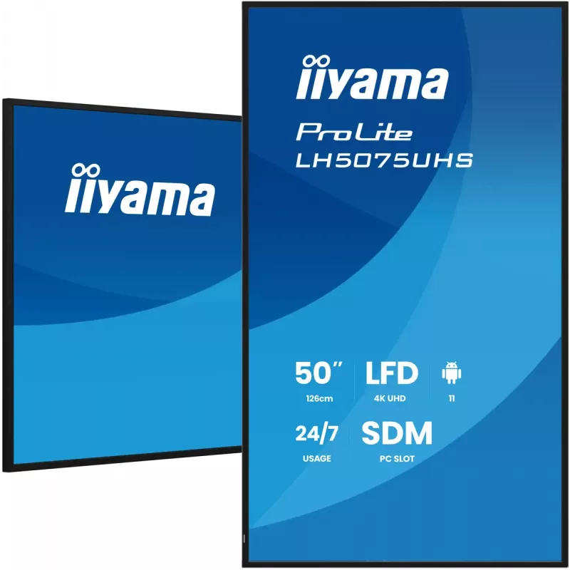 iiyama LH5075UHS-B2AG Signage Display Digital Signage Flachbildschirm 125,7 cm (49,5 Zoll) LCD Wi-Fi 500 cd/m² 4K Ultra HD Schwarz Integrierter Prozessor Android 24/7