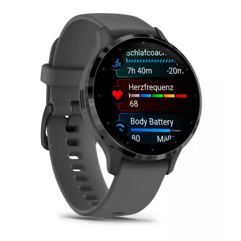 Smartwatch GARMIN Venu 3S — 41 mm graues Polymergehäuse, 1,2 Zoll AMOLED, 10 Tage Akkulaufzeit, 5 ATM