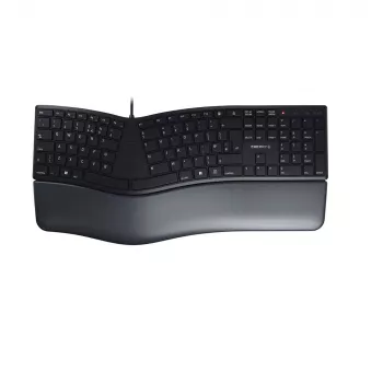 Kabelgebundene ergonomische Full-Size-Tastatur Cherry KC 4500 ERGO Schwarz USB QWERTY UK 109 Tasten gebogenes Layout Handballenauflage 1,8 m Kabel