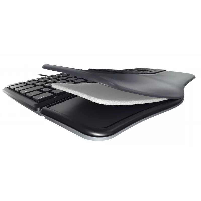 Kabelgebundene ergonomische Full-Size-Tastatur Cherry KC 4500 ERGO Schwarz USB QWERTY UK 109 Tasten gebogenes Layout Handballenauflage 1,8 m Kabel