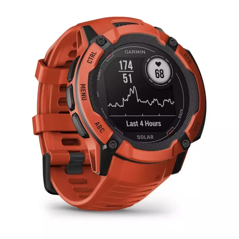 Smartwatch GARMIN Instinct 2X Solar – Sportuhr, 50 mm Polymergehäuse, Solarladung, GPS (GPS/GLONASS/Galileo), 10 ATM, Silikonarmband