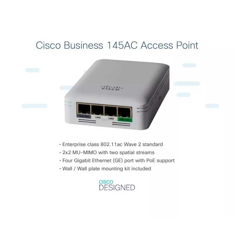 CISCO Cbw145ac 802.11ac 2x2 Wave 2 Access Point Wall Plate