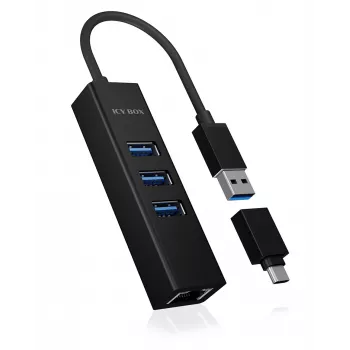 ICY BOX IB-HUB1419-LAN USB 3.2 Gen 1 (3.1 Gen 1) Type-A Schwarz