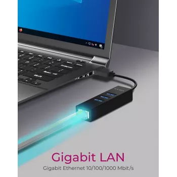 ICY BOX IB-HUB1419-LAN USB 3.2 Gen 1 (3.1 Gen 1) Type-A Schwarz