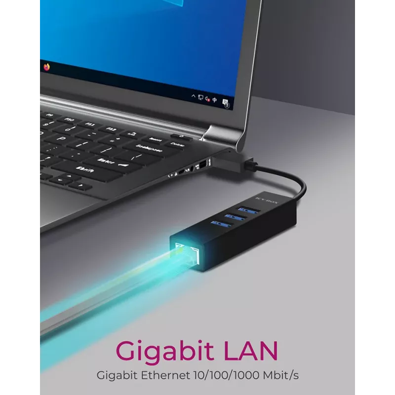 ICY BOX IB-HUB1419-LAN USB 3.2 Gen 1 (3.1 Gen 1) Type-A Schwarz