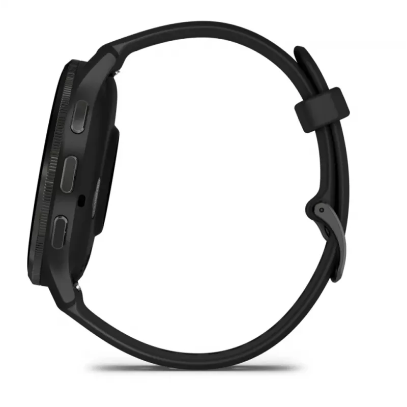GARMIN INTERNATIONAL Venu 3 – Lünetten aus gebürstetem Edelstahl mit schwarzem Gehäuse und Silikonarmband – 45 mm
