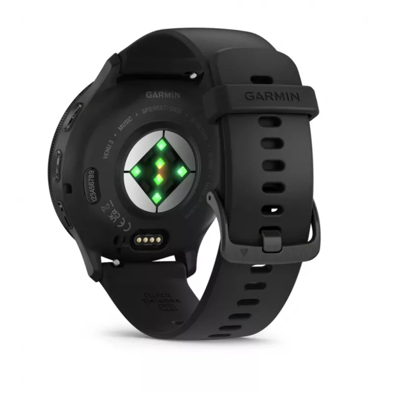 GARMIN INTERNATIONAL Venu 3 – Lünetten aus gebürstetem Edelstahl mit schwarzem Gehäuse und Silikonarmband – 45 mm