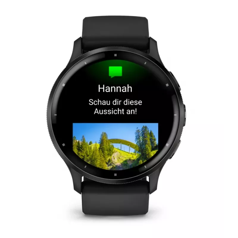 GARMIN INTERNATIONAL Venu 3 – Lünetten aus gebürstetem Edelstahl mit schwarzem Gehäuse und Silikonarmband – 45 mm