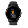 GARMIN INTERNATIONAL Venu 3 – Lünetten aus gebürstetem Edelstahl mit schwarzem Gehäuse und Silikonarmband – 45 mm