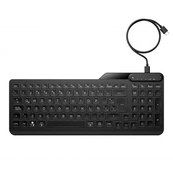 HP 405 Multi-Device Hintergrundbeleuchtete Kabelgebundene Tastatur, Vollformat (100%), Kabelgebunden, USB, Membran, Schwarz