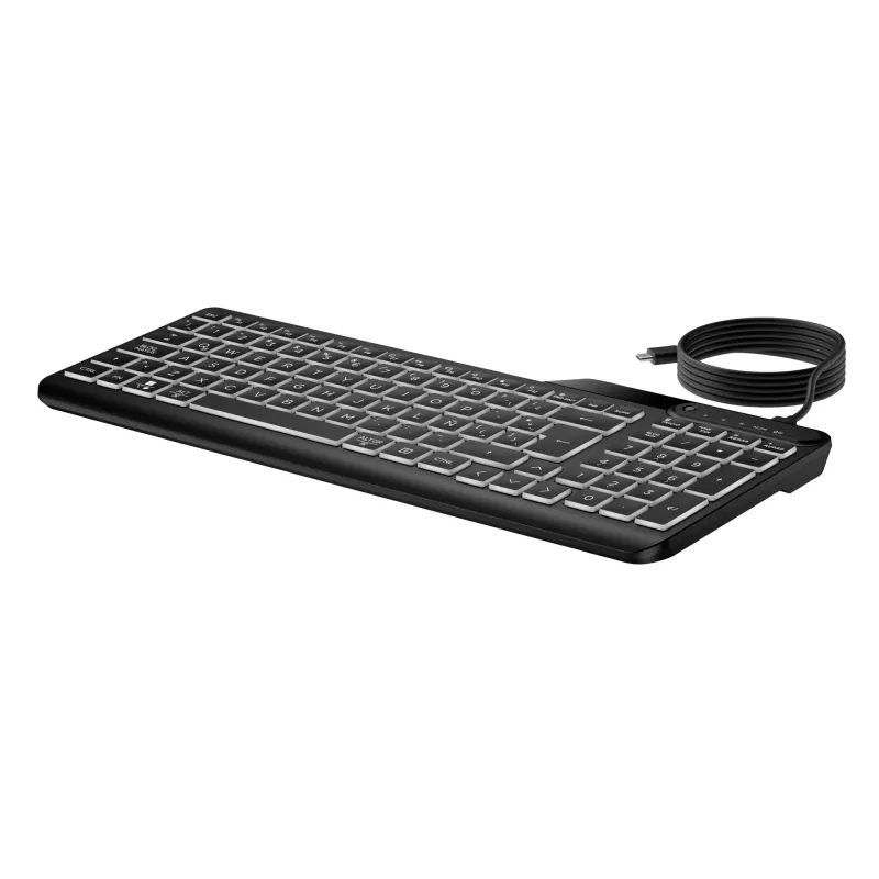 HP 405 Multi-Device Hintergrundbeleuchtete Kabelgebundene Tastatur, Vollformat (100%), Kabelgebunden, USB, Membran, Schwarz