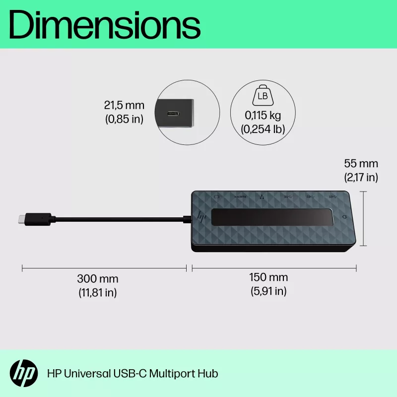 HP Universal USB-C Multiport Hub USB 3.2 Gen 1 Type-C Schwarz