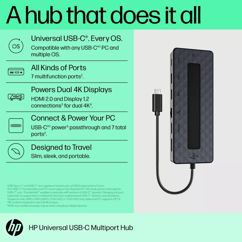 HP Universal USB-C Multiport Hub USB 3.2 Gen 1 Type-C Schwarz