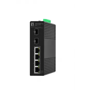 LevelOne Hilbert 6-Port Industrial Gigabit PoE Smart Lite Switch, 2 x SFP, 4 PoE-Ausgänge, 802.3at/af PoE
