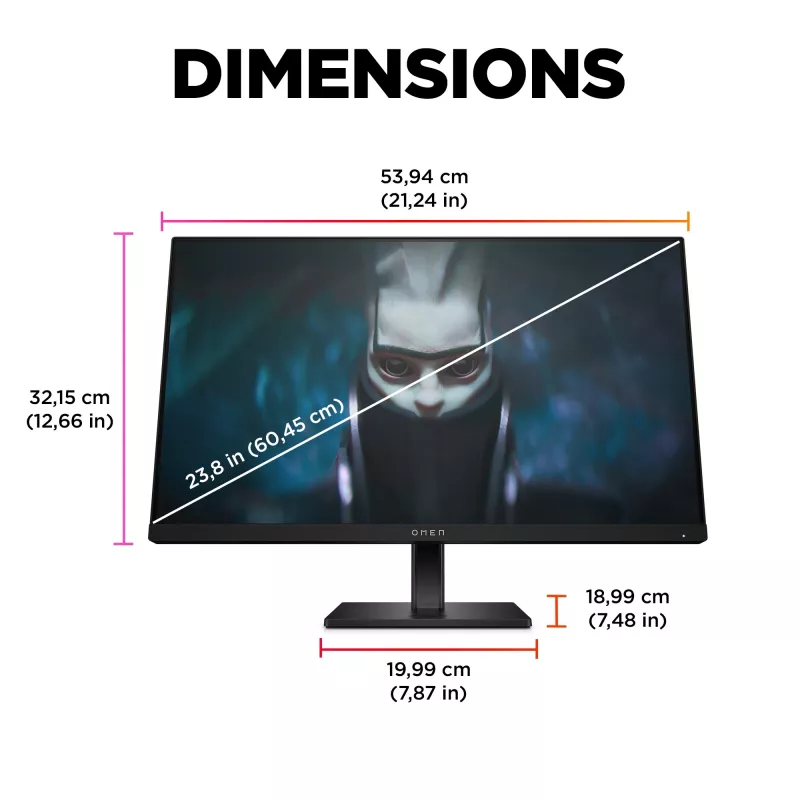 OMEN by HP 23,8 Zoll FHD 165Hz Gaming Monitor – OMEN 24, 60,5 cm (23,8 Zoll), 1920 x 1080 Pixel, Full HD, LCD, 1 ms, Schwarz