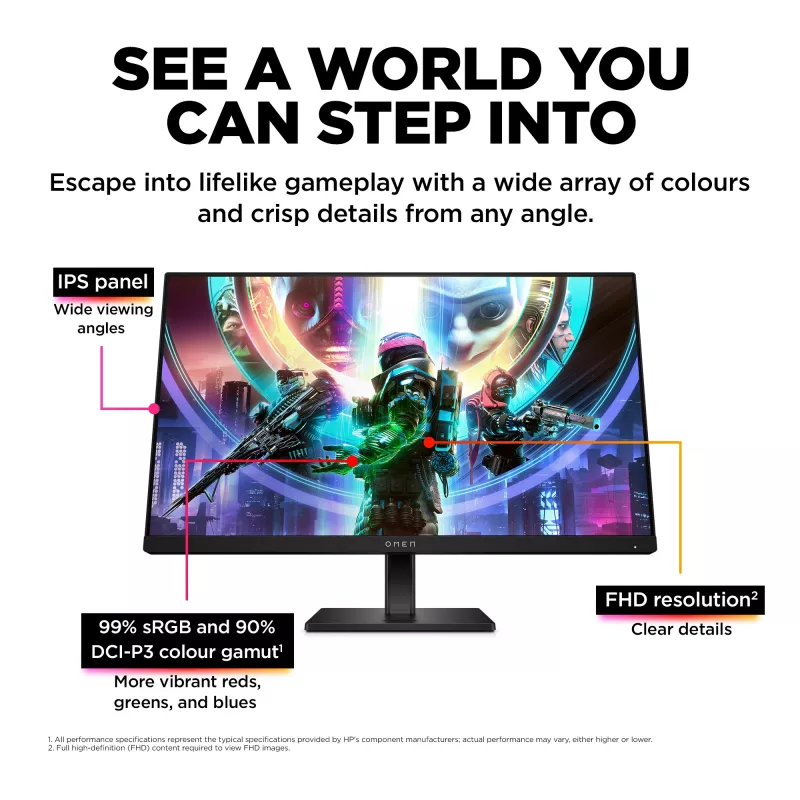 OMEN by HP 23,8 Zoll FHD 165Hz Gaming Monitor – OMEN 24, 60,5 cm (23,8 Zoll), 1920 x 1080 Pixel, Full HD, LCD, 1 ms, Schwarz