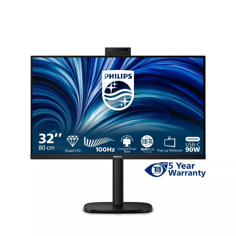 Philips 3000 series 32B2U3601H/00 Computer Monitor 80 cm (31.5 Zoll) 2560 x 1440 Pixel Quad HD LCD Schwarz