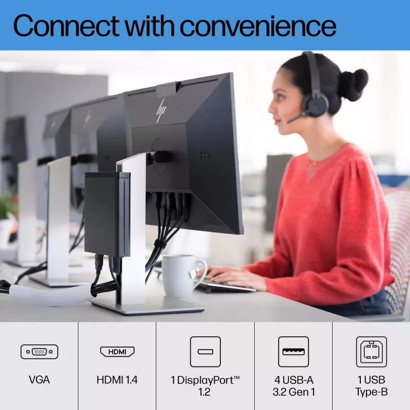 HP E-Series E24 G4 FHD Monitor, 60,5 cm (23,8 Zoll), 1920 x 1080 Pixel, Full HD, LCD, 5 ms, Schwarz