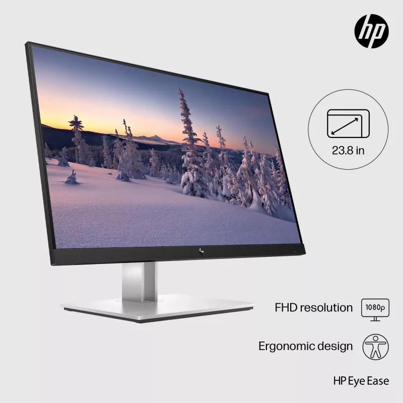 HP E-Series E24 G4 FHD Monitor, 60,5 cm (23,8 Zoll), 1920 x 1080 Pixel, Full HD, LCD, 5 ms, Schwarz